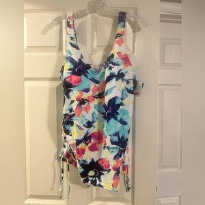 Floral Tank Top Swimsuit with Adjustable Sides and Straps